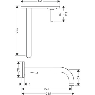 Umyvadlová baterie Hansgrohe Axor Uno bez podomítkového tělesa kartáčovaný nikl 38115820
