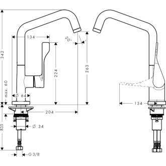 Dřezová baterie Hansgrohe Axor Citterio s otočným raménkem vzhled nerezu 39850800