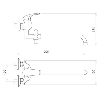 Vanová baterie Novaservis Metalia 57 bez sprchového setu 100 mm chrom 57037/1.0