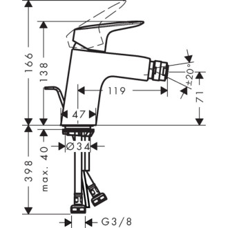 Bidetová baterie Hansgrohe Logis s výpustí chrom 71203000