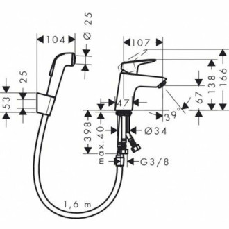 Umyvadlová baterie Hansgrohe Logis s bidetovou sprškou chrom 71290000
