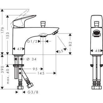 Vanová baterie Hansgrohe Logis bez sprchového setu chrom 71312000