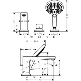 Vanová baterie Hansgrohe Metropol bez podomítkového tělesa chrom 74551000