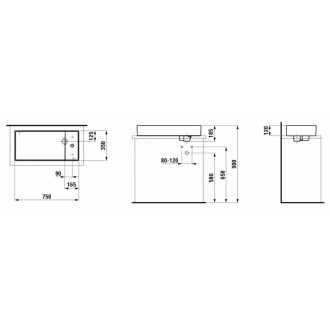 Umyvadlo na desku Laufen Kartell By Laufen 75x35 cm mat otvor pro baterii, bez přepadu H8123327571111