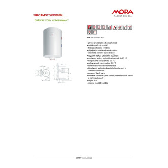 Bojler Mora Standard 80 litrů 560610