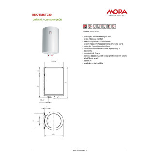Bojler Mora Standard 30 litrů 560165