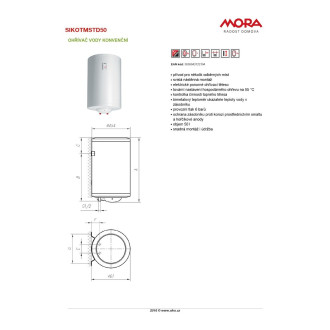 Bojler Mora Standard 50 litrů 560166