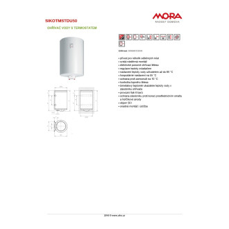 Bojler Mora Standard 50 litrů 560328