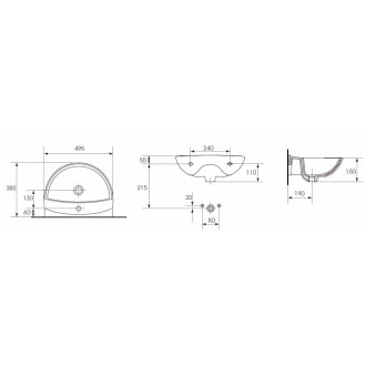 Umyvadlo S-Line Pro 49,5x38,5 cm otvor pro baterii uprostřed SIKOSSLPRO5038