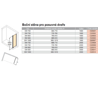 Boční zástěna ke sprchovým dveřím 90 cm Huppe Classics 2 C20511.069.322