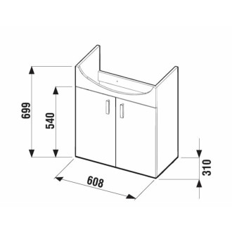 JIKA Lyra skříňka s 2 dveřmi pro umyvadlo 65cm H4519624323001