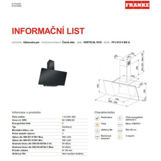 Komínová digestoř Franke 90 cm FPJ915VBKA