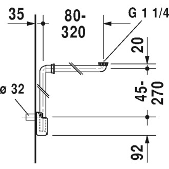 Duravit prostorově úsporný sifon 1 1/4