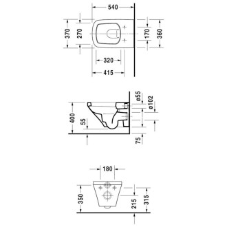 Wc závěsné Duravit Durastyle zadní odpad 2552092000