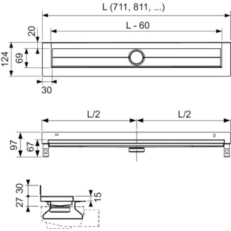 TECEdrainline rovný žlab s přírubou120cm 601201