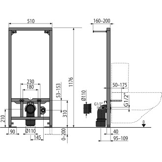 Montážní rám k závěsnému kombi WC Alca A113/1200
