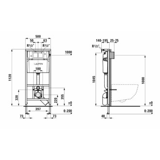 LAUFEN Rámový podomítkový modul CW1, do lehké příčky pro závěsné WC H8946600000001