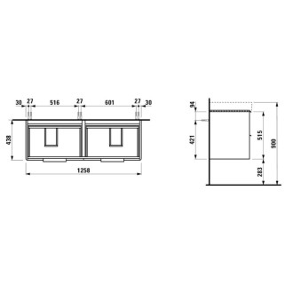 Koupelnová skříňka pod umyvadlo Laufen Base 126x44x53 cm bílá lesk H4025141102611