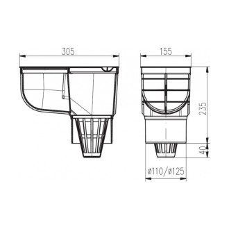 Kanalizační vpusť střešních vod HACO DN 110 černá LSV110C