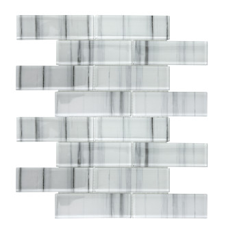 Skleněná mozaika Premium Mosaic bílá 30x30 cm lesk MOSV48STRIPE