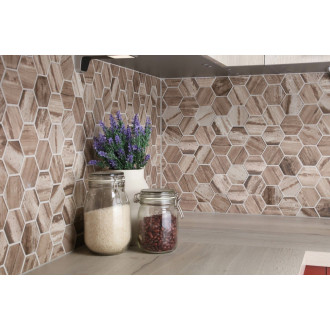 Skleněná mozaika Premium Mosaic hnědá 26x30 cm mat / lesk MOSV84DARK3D