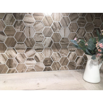 Skleněná mozaika Premium Mosaic hnědá 26x30 cm mat / lesk MOSV84DARK3D