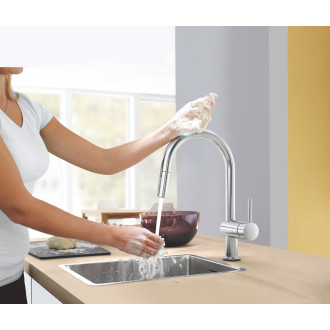 Dřezová baterie Grohe Minta Touch s vytahovací sprškou supersteel 31358DC2