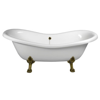 Volně stojící vana Polysan Charlestone 188x80 cm akrylát levá i pravá bílá/nohy bronz 38132