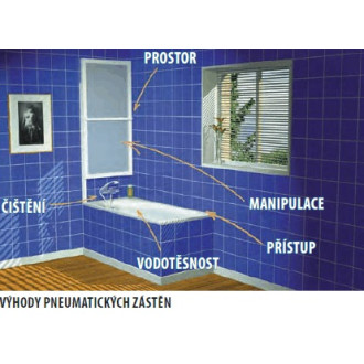 Polysan ODESSA pneumatická vanová zástěna 970 mm, stříbrný rám, čiré sklo,37127
