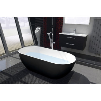 Volně stojící vana Polysan Reduta 170x80 cm litý mramor levá i pravá černá 72973