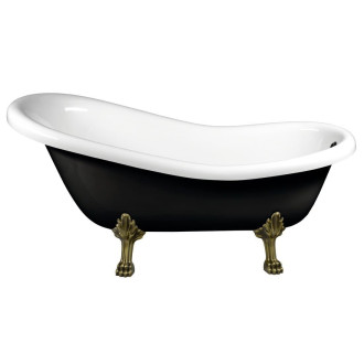 Volně stojící vana Polysan Retro 158x73 cm levá i pravá černá/nohy bronz 72972