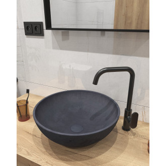 Umyvadlo na desku SAT Cemento 42x42 cm antracit bez přepadu CEM4242A