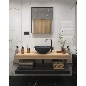 Umyvadlo na desku SAT Cemento 42x42 cm antracit bez přepadu CEM4242A