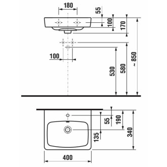 JIKA Lyra plus nábytkové umyvadlo 40x34 cm bílá H8153800001041