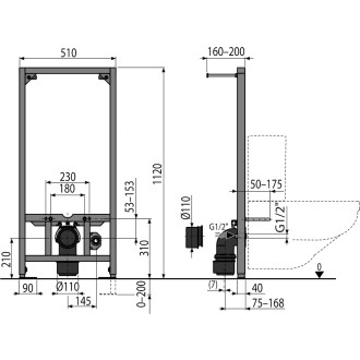 Montážní rám k závěsnému kombi WC Alca A113/1120