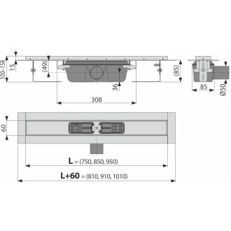 Sprchový žlab Alca 95 cm nerez APZ1S-950