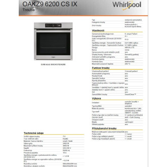Trouba + sklokeramická deska Whirlpool SETWH6