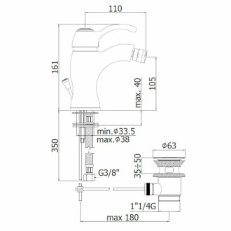 Bidetová baterie Paffoni Flavia s výpustí chrom FA135