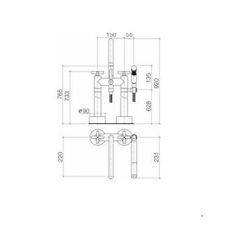 Vanová baterie Dornbracht Tara s vanovým setem chrom 25943892-00