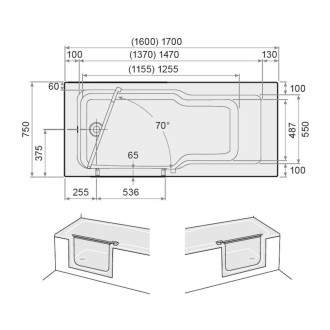 Vana s dvířky Artweger Duett 170x75 cm akrylát pravá SIKOVAND170P