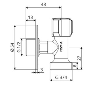 Pračkový ventil Schell Comfort 3/4" horní ovládání CR 05440