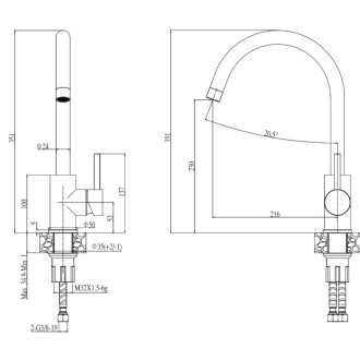 Dřezová baterie Alveus Elza s otočným raménkem ocel 1129029