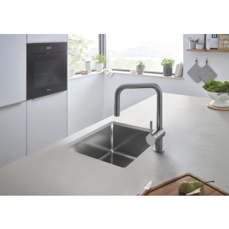Dřezová baterie Grohe Minta s vytahovací sprškou, 2 proudy kartáčovaný Hard Graphite 32322AL2