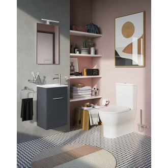Koupelnová sestava s umyvadlem zrcadlem a osvětlením Vitra Mia 39x61x28 cm antracit lesk MIASET40A
