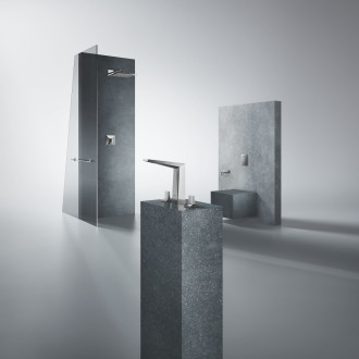 Hlavová sprcha Grohe Rainshower Cube na stěnu včetně sprchového ramena supersteel 26564DC0