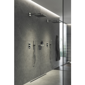 Hlavová sprcha Grohe Rainshower SmartActive Cube na stěnu včetně sprchového ramena Hard Graphite 26479A00