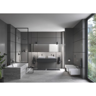 Hlavová sprcha Grohe Rainshower Cube na stěnu včetně sprchového ramena kartáčovaný Hard Graphite 26564AL0