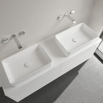 Umyvadlo na desku Villeroy & Boch Collaro 56x36 cm alpská bílá bez otvoru na baterii 4A2056R1