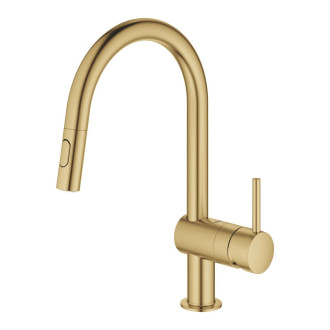 Dřezová baterie Grohe Minta s otočným ramínkem, 2 proudy kartáčovaný Cool Sunrise 32321GN2