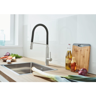 Dřezová baterie Grohe Feel s vytahovací sprškou, 2 proudy supersteel 31489DC0